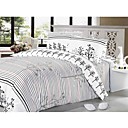 4-pc queen size blanco Viena impresión algodón de tamaño completo duvet cover set - envío gratis (0580-9s707007s)