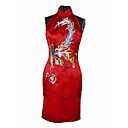 gaine / col officier colonne courte / 100% pure soie satin mini robes chinoises (hgqp286)