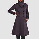 Funnel Collar Fit And Flare Wool Pea Coat Women's