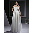 A-line Strapless Floor-length Satin Wedding Dress