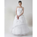 Ball Gown Spaghetti Straps Sweep Train Satin Organza Wedding Dresses for Bride 2009 Style (WSW0028)