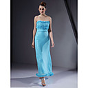 schede / kolom strapless enkellange chiffon / elastisch satijn bruidsmeisje / wedding party dress (fhw0526)