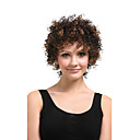 freeshipping Capless gemiddelde lengte van hoge kwaliteit synthetische natuurlijke look donker bruin met gouden bruin krullend haar pruik