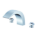 Two Handles Chrome Widespread Waterfall Bathroom Sink Faucet (0778 -SY-3-1033)