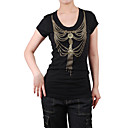 Manga corta cuello a cuentas impresa cadenas Women's T-shirts (4201bc004-0813)