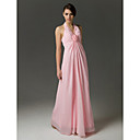 Sheath/ Column Halter Floor-length Chiffon Bridesmaid/ Wedding Party Dress (FSH0629)