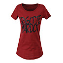 único printting mangas cortas escote redondo lentejuelas alfabeto impreso Women's T-shirts (4201bc012-0736)