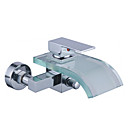 Contemporary Tub Faucet with Glass Spout (Wall Mount)