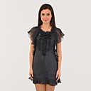 100% seta chiffon maniche corte abiti delle donne di fronzoli (1802bc108-0736)