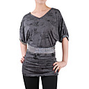 perline v mezze maniche scollatura tunica t-shirt / t-shirt donna (8502bd005-0736)
