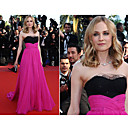 Diane Kruger Empire Sweetheart Sweep/ Brush Train Sleeveless Chiffon/ Lace Cannes Film Festival/ Cocktail Dress (FSL0822)
