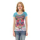 coton / bleu larme couronne effet perlé t-shirt imprimé / femmes t-shirts (ff-8502be002-0813)