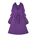 Cotton / Bow-tie Layered Pleated Round Neckline Maternity Dress / Maternity Wear (FF-1801BE303-0736)