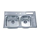 roestvrij staal twee kommen aanrecht (0913-sk2881)