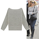 Stripe Weaving Pattern Straight Neckline Sweater/Inspired by KATE MOSS Style/Women's Sweaters (FF-1001BE005-0751)