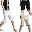 New Arrival Men's Short Straight Leg Relaxed Fashion White Black Beige Yellow Cotton Pant (0531-5.31-3)