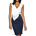 asymmetrischen Volants Doppel-color tiefen V-Ausschnitt ärmelloses Kleid / Damenkleider (FF-1801bf009-0853)