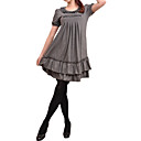 Pleated Ruffles Round Neckline Short Sleeves Dress / Women's Maternity Wear (FF-1802BF009-0736)