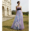 Empire Strapless  Floor-length Elastic silk-like satin Chiffon  Embroidery Quick Delivery Dress(OFGC509)