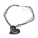Dichroic Glass Heart Pendant with Black Lace Chain Necklace(0975-PG004)