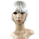 Capless kinlengte hoogwaardig synthetisch natuurlijke look wit steil haar pruik
