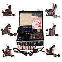 Damascus Hand-made 6 Tattoo Machines Kit with Superior LED Power Supply