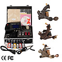 Top Quality Damascus Hand-made 3 Tattoo Machines Kit with Superior LED Power Supply (LY081)