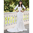Trumpet / Mermaid Court Train Taffeta Side-Draped Wedding Dress With Wrap