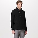 Wide Ribbed Button Front  Stand Collar Thick  Pullover Cashmere / Men's Cashmere Sweaters