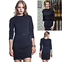 Gathered Three-quarters Sleeves Round Neckline Dress / Inspired by NICOLE KIDMAN Style / Women's Dresses (FF-1801BF012-0789)