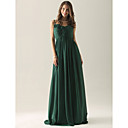 Empire A-line Spaghetti Straps Floor-length Chiffon Over Elastic Satin Bridesmaid/ Wedding Party Dress