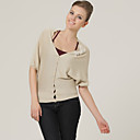 beige Perlen kurzen Ärmeln V-Ausschnitt Strickjacke / Frauen Strickjacken (FF-B-0736710)