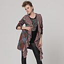 Red Multi-color Stripes Ruffle Long Sleeves Cardigan / Women's Sweaters (FF-C-BK0736038)
