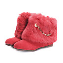 camoscio tacco basso in alto alla caviglia boot con finto scarpa moda della pelliccia di coniglio (0.987-xa3731)