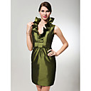 Sheath/ Column V-neck Short/ Mini Taffeta Bridesmaid Dress