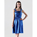 Sheath/ Column Straps Knee-length Elastic Silk-like Satin Bridesmaid/ Cocktail Dress