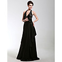Elastic Woven Satin A-line Halter Sweep/ Brush Train Evening Dress inspired by Angelina Jolie