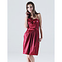 Sheath/ Column Spaghetti Straps Knee-length Elastic Satin Bridesmaid Dress