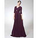Chiffon Elastic Woven Satin Sheath/Column V-neck Sweep/Brush Train Evening Dress inspired by Elizabeth Perkins