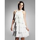 Sheath/Column Jewel Knee-length Chiffon Cocktail Dress
