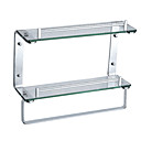 Bathroom Accessories Aluminum Double Glass Shelf With Tower Bar(1018-J665-6)