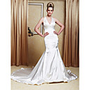 Trumpet/Mermaid Halter Court Train Elastic Woven Satin Wedding Dress