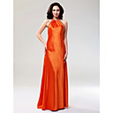 Sheath/Column Halter Sleeveless Floor-length Stretch Satin Evening Dress