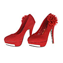 brillo de lentejuelas tacones altos superior cerrado de los pies con zapatos de satén de moda las flores (1131-133-3)