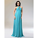 Sheath/ Column Halter Floor-length Chiffon Matte Satin Evening Dress