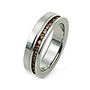 mannen zilver titanium met koffie cz ring