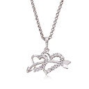Double Hearts With Arrow Pendant In CZ And Silver