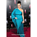 elastisch geweven satijn schede / kolom een ​​shoulderevening jurk geïnspireerd door Kourtney Kardashian