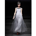 Sheath/ Column Bateau Floor-length Chiffon Satin Tulle Ready-to-Wear Evening Dress