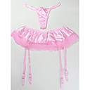 4 Straps Senior Emulation Silk Suspender Belts & Thong Set Party Garters